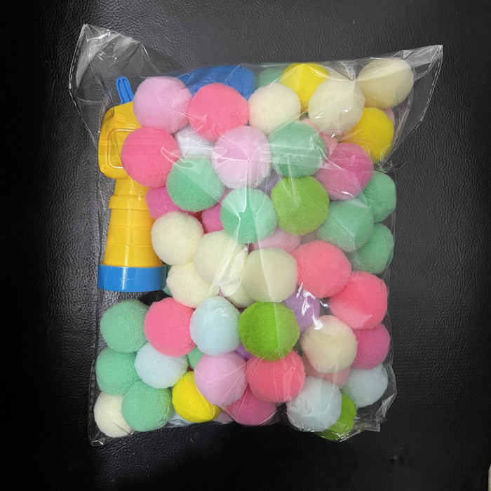 It includes a launcher and a pack of 100 fluffy plush balls, suitable for indoor cats, a toy for exercising cats, increasing love and trust between you and cats. Cats will eagerly look forward to interacting with you and buil