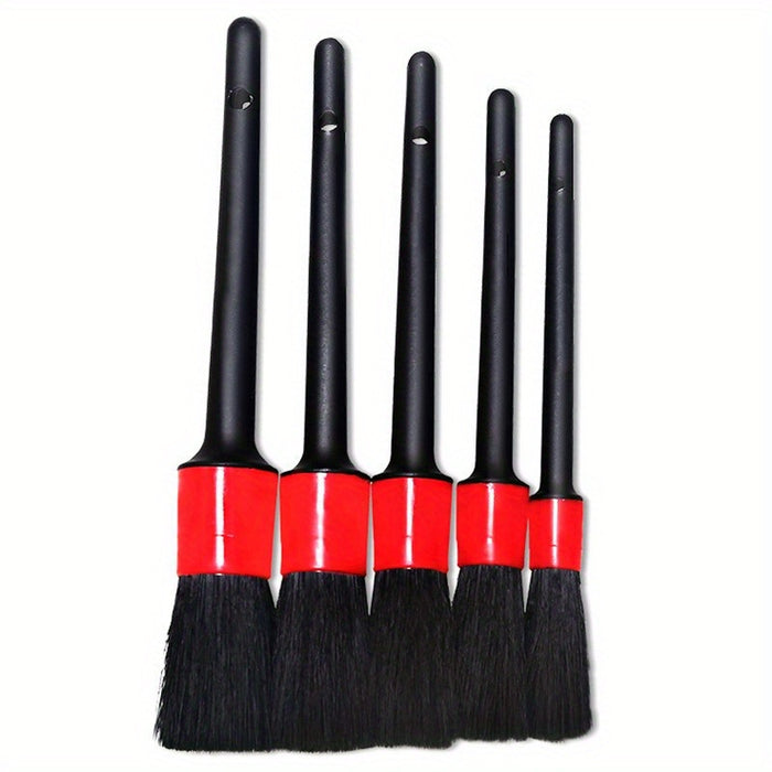 5pcs set, hardcover car beauty car wash detail brush five-piece set pp car wash brush box packed pig hair nylon sharpened brush
