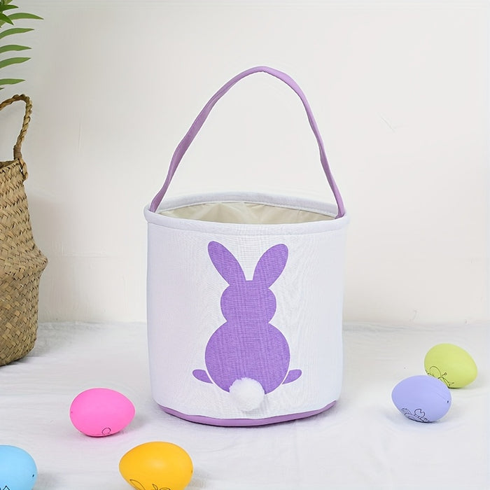 1pc Personalized Easter Basket with Embroidered Name - Cute Foldable Polyester Egg Hunt Basket, Lightweight & Hand Washable, Perfect for Easter Egg Hunts and Gifts, Personalized Gifts | Pastel Colored Basket | Foldable Design