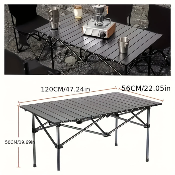 Portable Stainless Steel Folding Table, Camping Folding Table And Chairs, Barbecue Stall Table, Portable Camping Equipment, Outdoor Picnic Table, Suitable for Camping And Barbecuing - Compact And Easy to Carry Design.