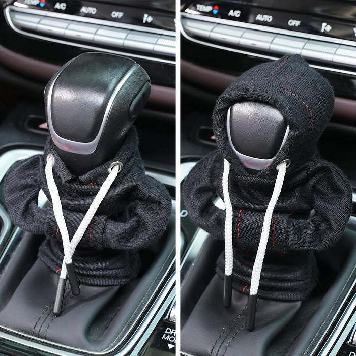 Large Universal Car Gear Shift Cover Hoodie, Fashionable Mini Hooded Sweatshirt for Auto Gear Stick Shifter Knob, Interior Accessories Decor