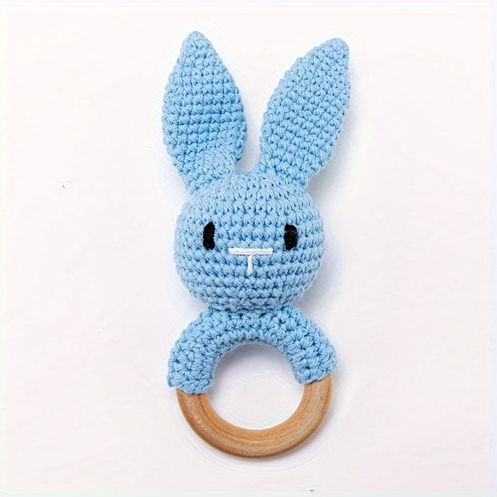 Crochet Bunny Youngsters Rattle, Cute Rabbit Gripping Toy, Youngsters Wooden Hand Rattle, Hand Rattle Toy Gift Box, Christmas Easter Gift