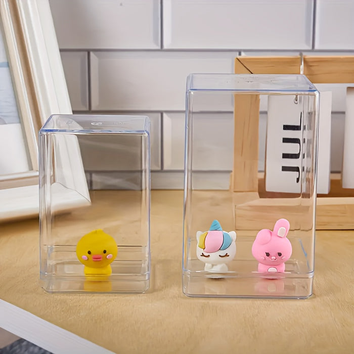 9-Pack Clear Acrylic Display Cases for Collectibles, Stackable Dustproof Cube Organizer Boxes, Contemporary Plastic Showcases for Figurines - Versatile Use, No Power Required