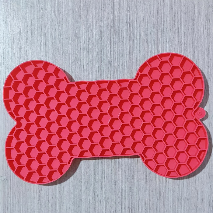 1pc Anxiety Relief Lick Pad For Dogs - Slow Feeder With Suction Cups For Peanut Butter And Treats - Bone-Shaped Pet Lick Pad
