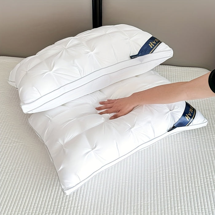 2-Piece Luxury Hotel-Quality Pillows, Deep Sleep Neck Support with Non-Sagging High-Pillow Inserts for All Seasons | Hypoallergenic Polyester Covers & Modern Design – Soft Texture Finish, Cooling and Cervical Spine Comfort