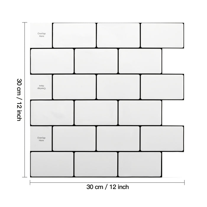 10-sheet Backsplash Tile For Kitchen Peel And Stick, Stick On Subway Tiles For Kitchem, Bathroom Back Splashes, 12"x12"