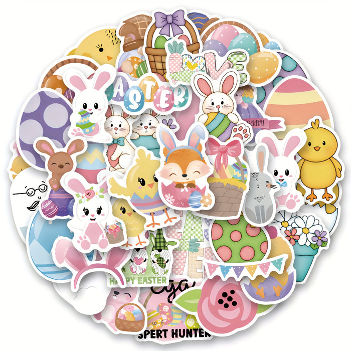 50pcs Easter Egg Stickers Cute Aesthetic Vinyl Waterproof Stickers Decals Scrapbook, Journaling, Laptop, Bumper, Skateboard, Water Bottles, Computer, Phone, Cartoon