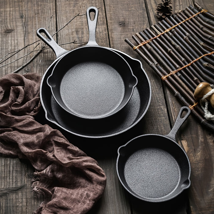 3PCS\4PCS\5pcs Cast Iron Skillet Set, Cast Iron Pan Without Coating Set, 6 Inch/8 Inch/10 Inch Cast Iron Frying Pan, Household Pan, Kitchen Accessories, Home Cook