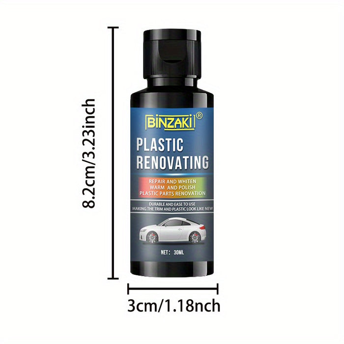 Binzaki Plastic Renovating Wax, 2.03oz, Black Interior Dashboard Shine Restorer, ABS Resin Repair Cream, Whitening Restoration Paste, Leather Sofa Seat Care, Car Tire Gloss Enhancer