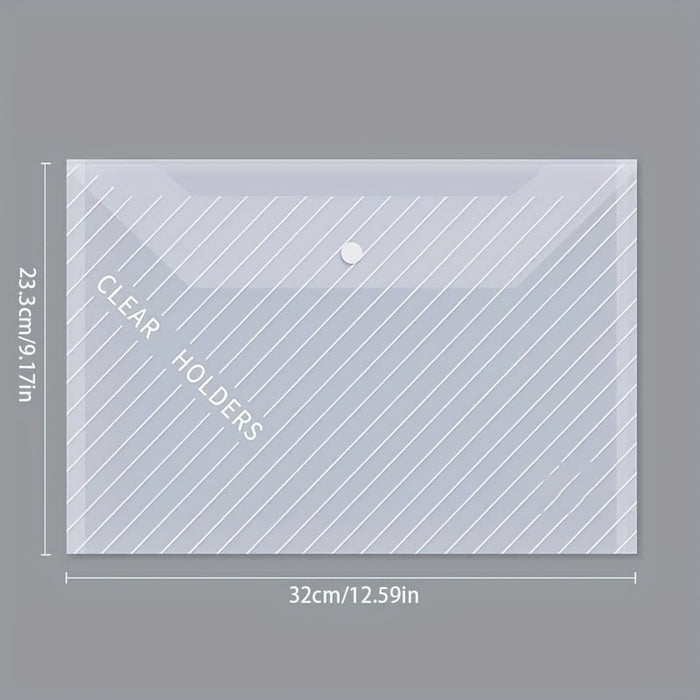 5/10pcs Transparent A4 File Bag - Diagonal Test Paper Buckle Storage Bag For Office Organizer And Document Pouch - Back To School Supplies