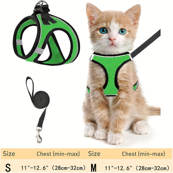 Escape-Proof Cat Harness & Leash Set: Reflective Soft Mesh Vest for Safe Outdoor Adventures with Your Kitten