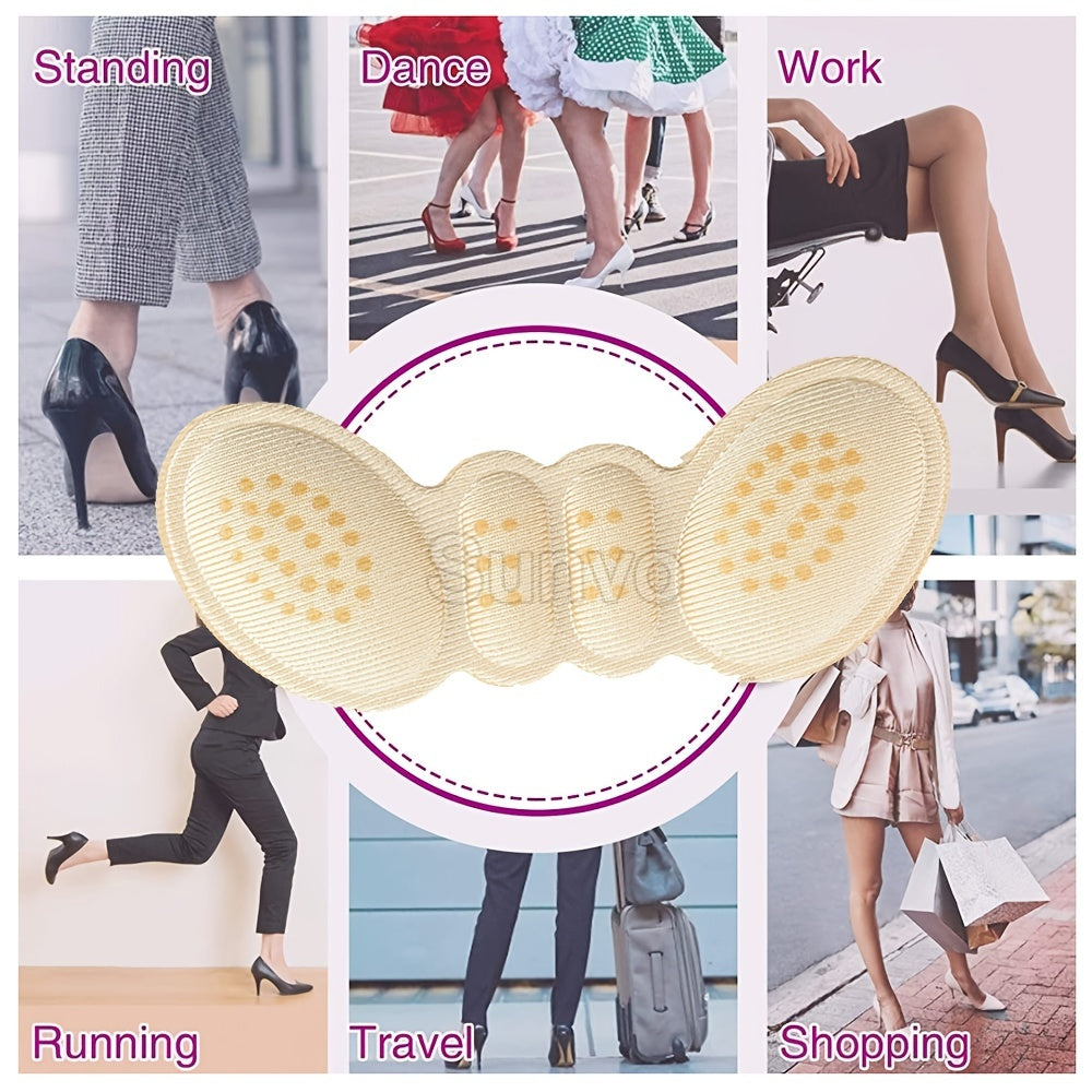 1 Pair/5 Pairs 4D Heel Stickers - Soft Polyester Pads for High Heels, Anti-Slip and Prevents Heel Wear, Invisible Design