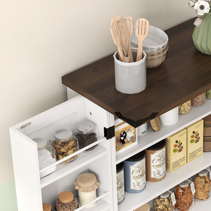 Modern White Kitchen Pantry Cabinet with Adjustable Shelves - Spacious Storage for Dishes, Utensils, and Food - Hardwood Construction, Multi-Compartment Design, Perfect for Organizing Kitchen Essentials, Kitchen Cabinets