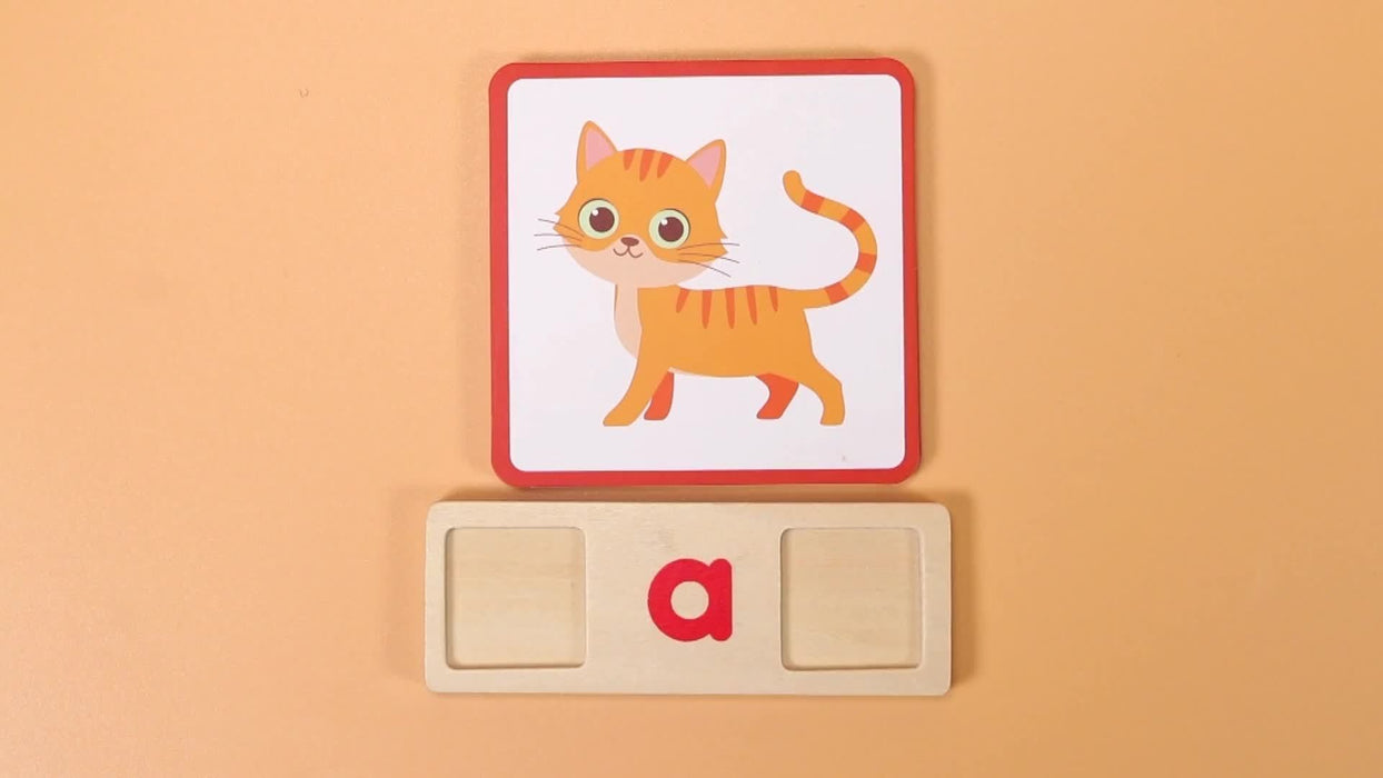 Coogam Wooden Short Vowel Reading Alphabet Sorting Spelling Game, Website CVC Word Learning Flashcards Alphabet Puzzle Youngsters's Educational Toy Gift 3-4-5 Years Old