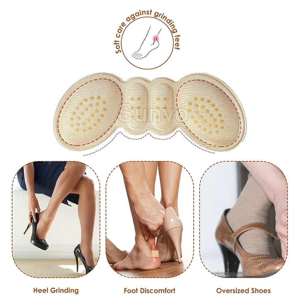 1 Pair/5 Pairs 4D Heel Stickers - Soft Polyester Pads for High Heels, Anti-Slip and Prevents Heel Wear, Invisible Design