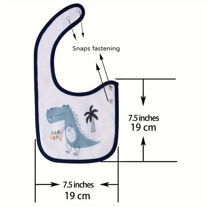 12pcs Set Of Cartoon-printed, Adjustable Snap-on Waterproof Feeding Bibs for Boys And Girls, Suitable for Spring, Summer, Autumn, And Winter.