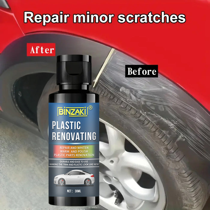 Binzaki Plastic Renovating Wax, 2.03oz, Black Interior Dashboard Shine Restorer, ABS Resin Repair Cream, Whitening Restoration Paste, Leather Sofa Seat Care, Car Tire Gloss Enhancer