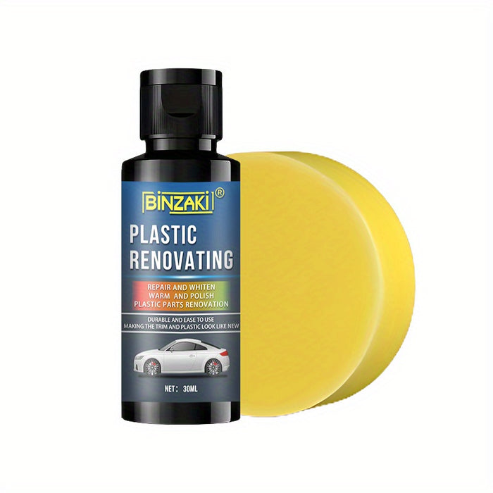 Binzaki Plastic Renovating Wax, 2.03oz, Black Interior Dashboard Shine Restorer, ABS Resin Repair Cream, Whitening Restoration Paste, Leather Sofa Seat Care, Car Tire Gloss Enhancer