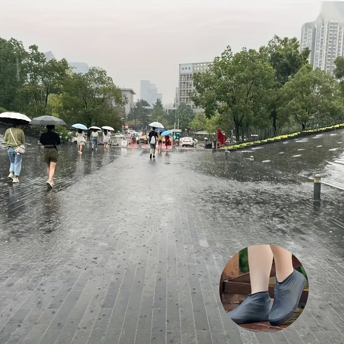 1 pair Unisex Silicone Waterproof Rain Boots, Reusable Non-Slip Rain Shoe Covers for Rainy Days