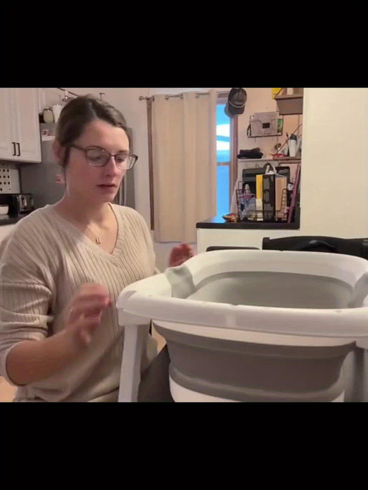 Collapsible Baby Bathtub, Foldable Bathtub With Soft Cushion, Portable Infant To Toddler Baby Bathtub Travel Save Space, Durable Bath Tub With No-Slip Feet