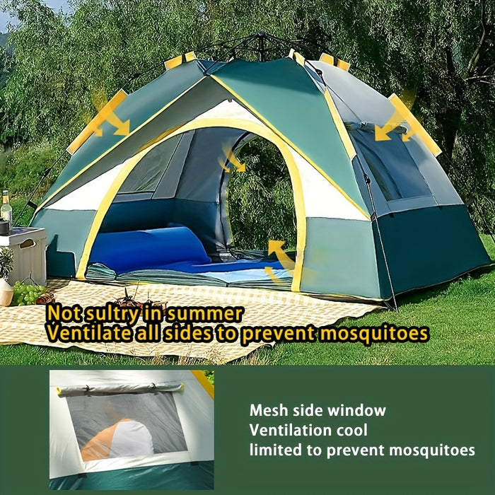 Easy Setup 2-3 Person Camping Tent - Windproof, UV Protection, Portable & Waterproof for Family Outings, Hunting & Hiking - Green