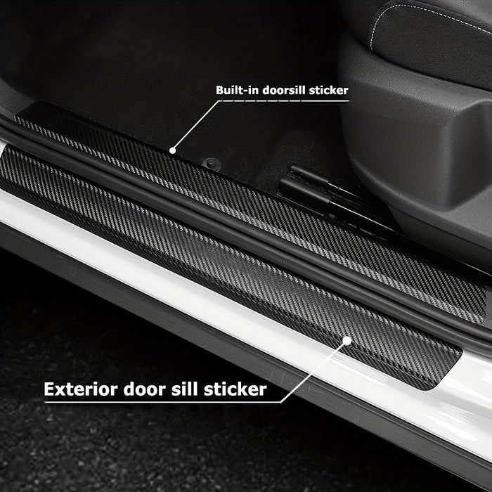 5pcs Carbon Fiber Car Door Sill Protectors - Scratch Guard Covers for 99% of Vehicles