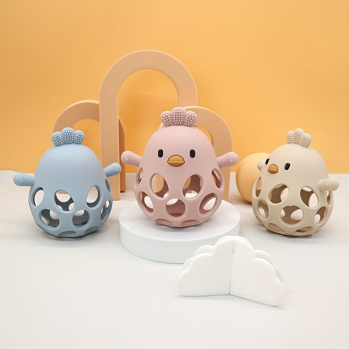 Handheld Ball Rattle Toy, Hollow Chick Teething Ring