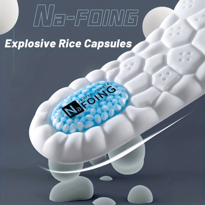 1 Pair TPU Sports Insoles with Explosive Rice Capsules - Shock Absorbing, Breathable, Lightweight Running Inserts for Enhanced Comfort and Support