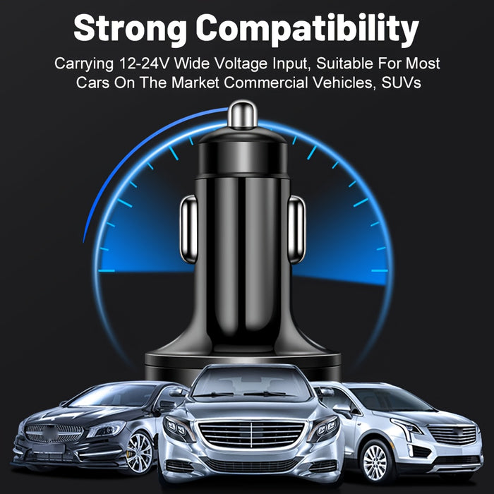 New Car Charger QC3.0 Fast Six-in-One Multi-Function Dual PD Car Adapter with Digital Display