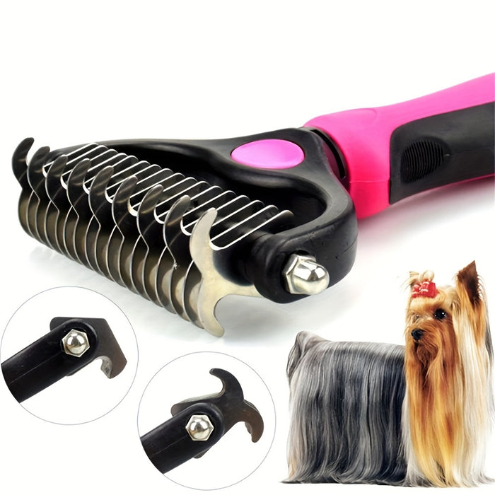 Double-Sided Pet Fur Knot Remover Comb for Dogs and Cats: Effective Shedding Tool for Removing Pet Hair