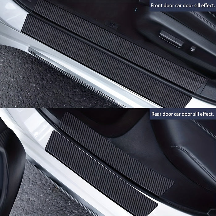 5pcs Carbon Fiber Car Door Sill Protectors - Scratch Guard Covers for 99% of Vehicles