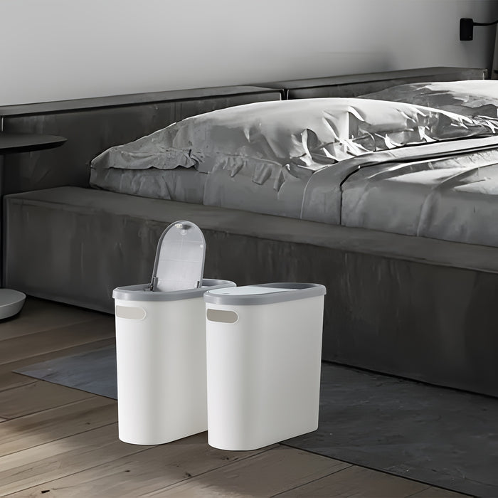 2/1pc Bathroom Trash Can, Compact And Durable Plastic Wastebasket With Built-in Handles, Easy To Clean, Rustproof, Space-Saving Design, Ideal For Small Spaces In Bathroom, Laundry, And Home Office