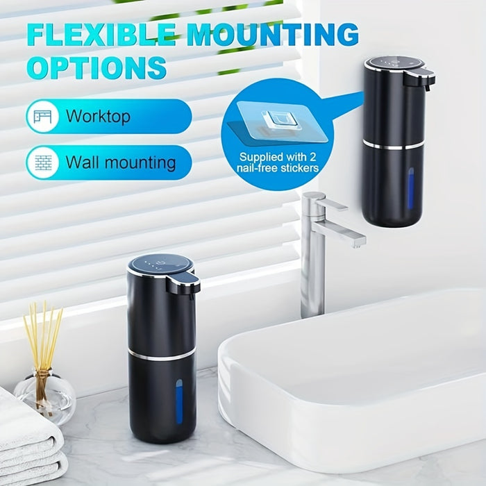 380mL Automatic Soap Dispenser with Touchless Sensor - Wall-Mounted, Rechargeable Lithium Battery, USB Charging, Modern Black Design for Bathroom and Kitchen, Bathroom Soap Dispenser|Modern Soap Dispenser|Touchless Soap Dispe