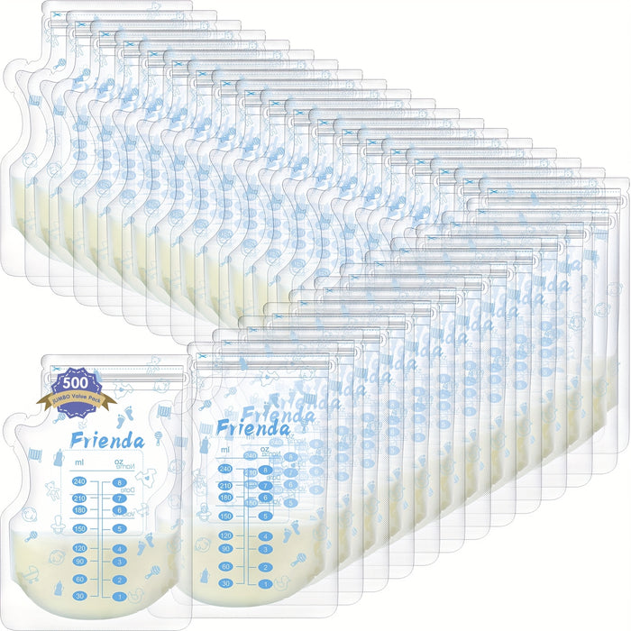 500pcs 8oz Breast Milk Storage Bags with Pour Spout - Leak-Proof, Double Seal, Self-Standing Design for Easy Pouring & Freezing, Perfect for Breastfeeding Moms, Floral Pattern, Breastfeeding Supplies