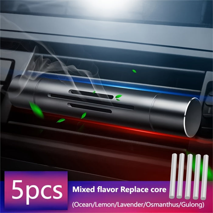 Car Air Freshener Vent Clip with Essential Oil Scents - Aromatherapy Diffuser for Refreshing Fragrance - 5 Scent Sticks and Holder