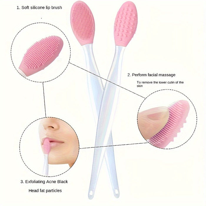 Pink Silicone Nose Brush - Dual-Sided Soft Exfoliating & Massaging, Blackhead Removal Tool, Formaldehyde-Free, 1pc
