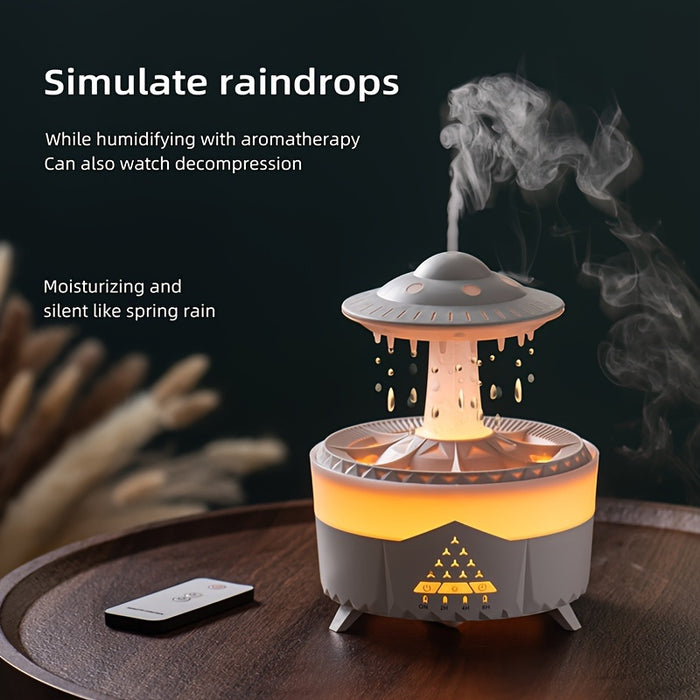 1pc UFO-Shaped Ultrasonic Aromatherapy Humidifier, Essential Oil Diffuser with LED Lights, Polypropylene & ABS, 110V-240V US Plug, for Home & Office Relaxation, Watch Decompression