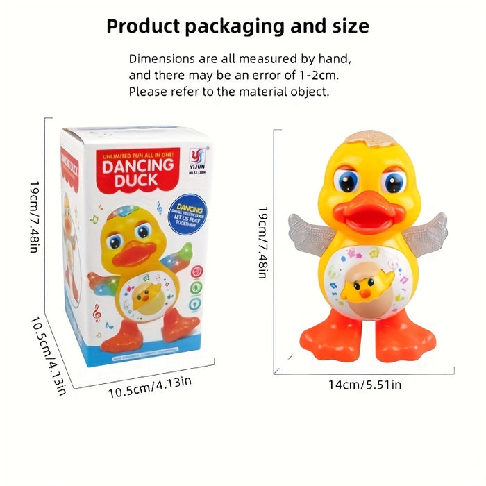 Interactive Dancing Duck Toy with Flashing Lights and Music, Cartoon Animal with Rotating Wings and Moving Eyes, Battery Operated, Ideal Christmas Gift for Youngsters 3-6 Years - Multicolor (Batteries Not Included), Cartoon T