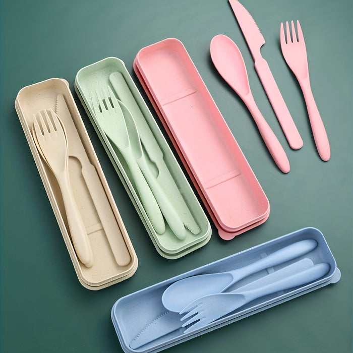 3 In 1 Camping Utensil Set - Reusable Utensils Set With Case, Travel Utensils, Portable Utensils Set - Plastic Case - For Outdoor Enthusiasts & Travelers - Perfect for Camping, Picnics & Everyday Use