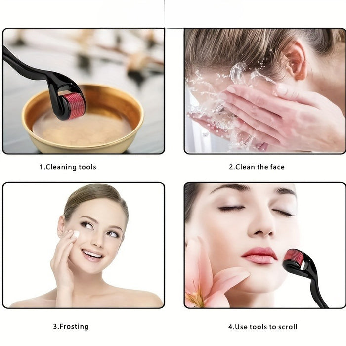 540 Titanium Microneedle Roller, 0.25mm Professional Skin Care Tool, Unscented, Manual Facial Massage & Micro Exfoliation, Non-Electric, Battery-Free, for Face and Body, Beauty Enhancement