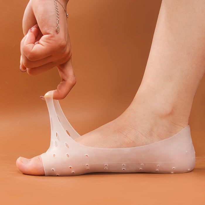 For Dry Cracked Feet, Silicone Gel Moisturizing Socks - Anti-Crack Foot Care with Soft Stretch Fabric, Open Toe Heel Protectors, All-Season Comfort