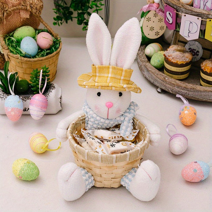 1pc/2pcs Easter Fun Creative Storage Rabbit Holding a Basket Used for Holiday Decoration Party Center Decoration