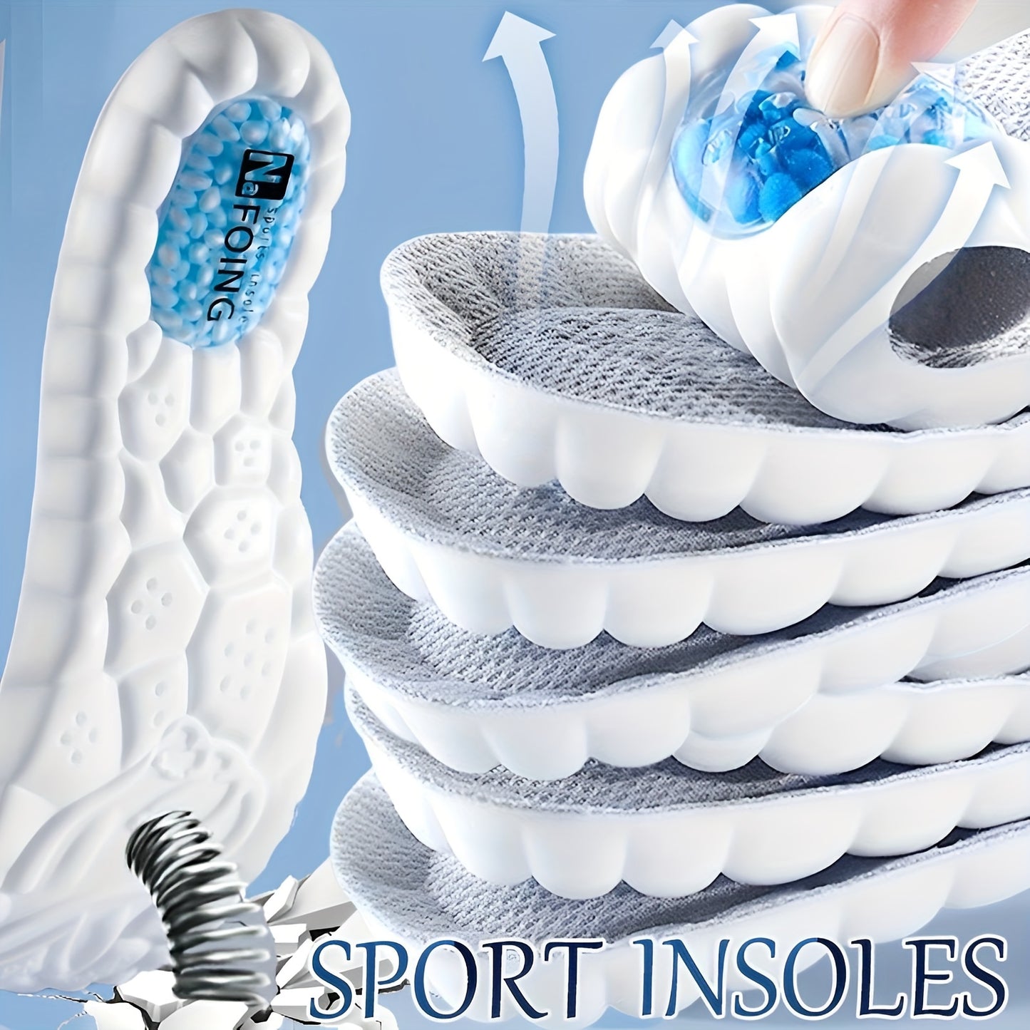 1 Pair TPU Sports Insoles with Explosive Rice Capsules - Shock Absorbing, Breathable, Lightweight Running Inserts for Enhanced Comfort and Support