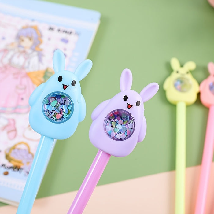 4pcs Sparkling Bunny Gel Pens - Perfect Easter Gift, Black Ink, Smooth Writing for School & Office Supplies, Gel Pens, Festival Supplies