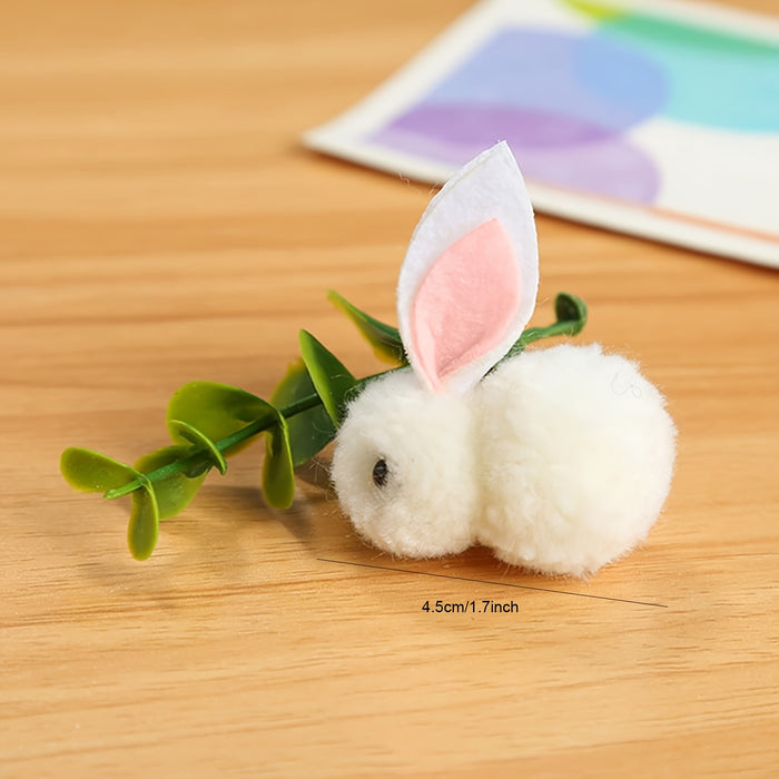 20 Pcs White Pom-Pom Bunny Dolls - Linen Blend Cloth Rabbit Figurines, Handcrafted DIY Accessories, Cute Hair Clip Ornaments for New Year, Anime Themed Collectibles, Ideal for Christmas, Halloween, Easter, Hanukkah, Thanksgiv