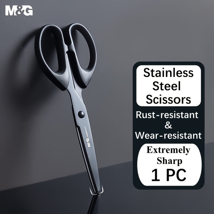 1pc M&G Stationery 160mm Wear-resistant Black Edge Scissors, Stainless Steel Knife Blade Not Easy To Stick Glue, Household Handmade Life Durable Scissors, Office Supplies Single Handle Pack