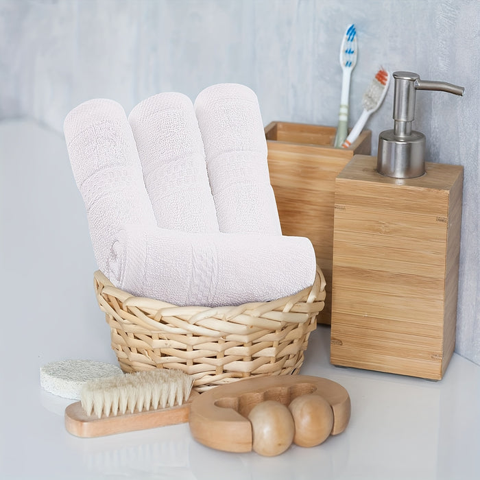 4-Pack Luxurious Cotton Hand Towels - Woven Face Towels, Highly Absorbent, Soft & Skin-Friendly for Home, Hotel, Spa