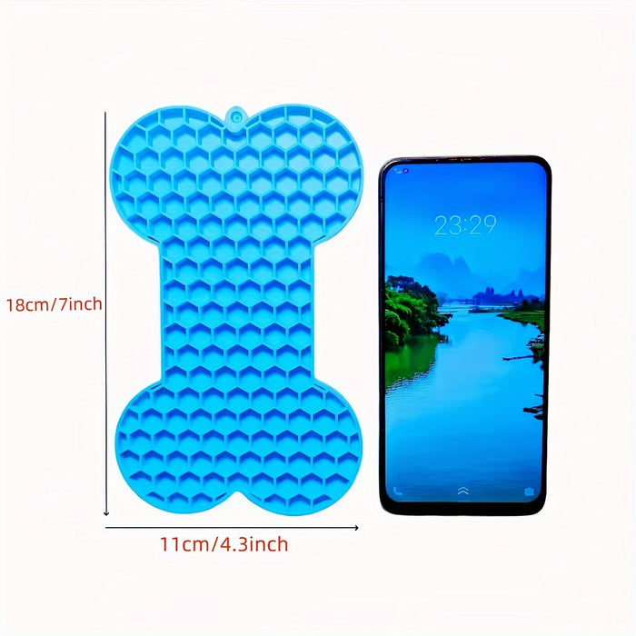 1pc Anxiety Relief Lick Pad For Dogs - Slow Feeder With Suction Cups For Peanut Butter And Treats - Bone-Shaped Pet Lick Pad