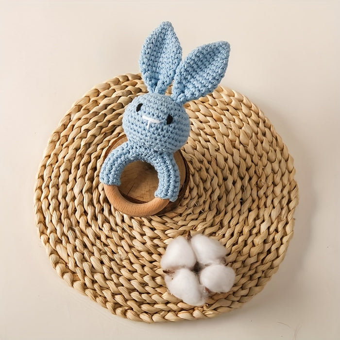 Crochet Bunny Youngsters Rattle, Cute Rabbit Gripping Toy, Youngsters Wooden Hand Rattle, Hand Rattle Toy Gift Box, Christmas Easter Gift