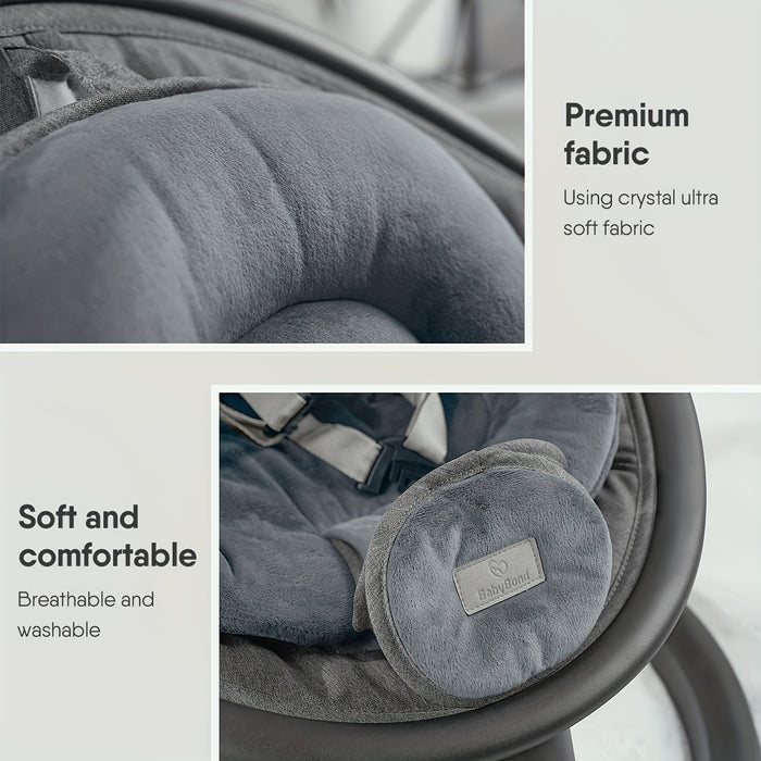 Infant Swing with Music Speaker with 3 Seat Positions, 5 Point Harness Belt, 5 Speeds And Remote Control - Portable Baby Swing for Indoor And Outdoor